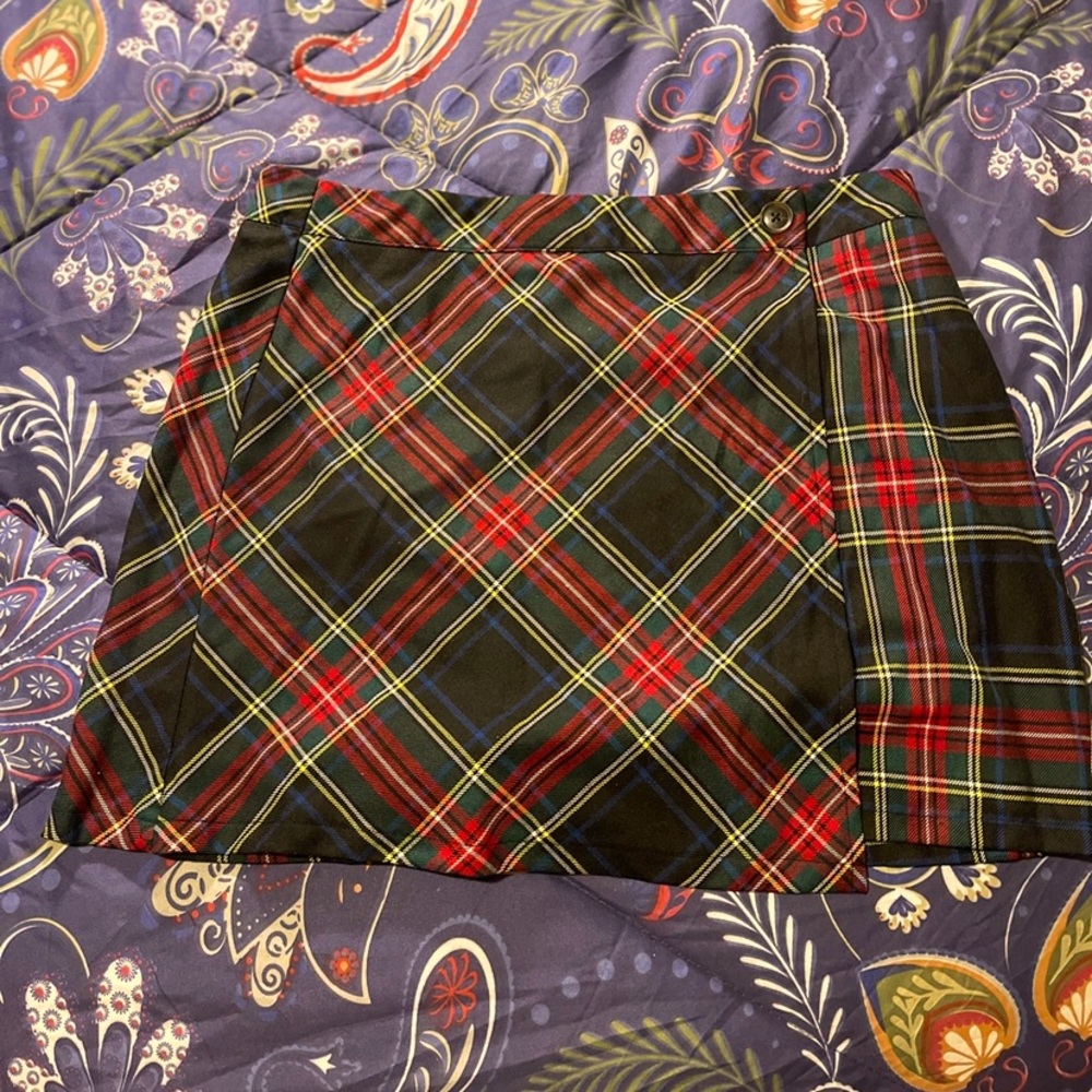 Black Green Red and Yellow Plad skirt